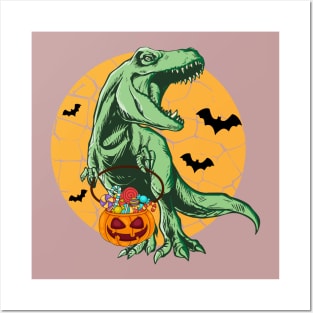 Trick or Treat T-Rex Posters and Art